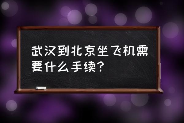 武汉到北京飞机 武汉到北京坐飞机需要什么手续？