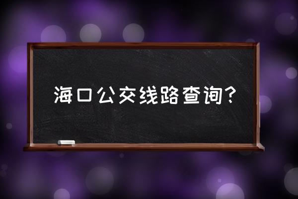 海口公交查询 海口公交线路查询？